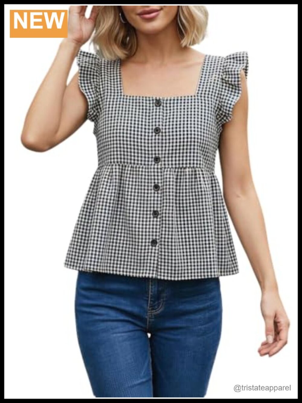Y2K Gingham Peplum Babydoll Ruffle Button Down Blouse